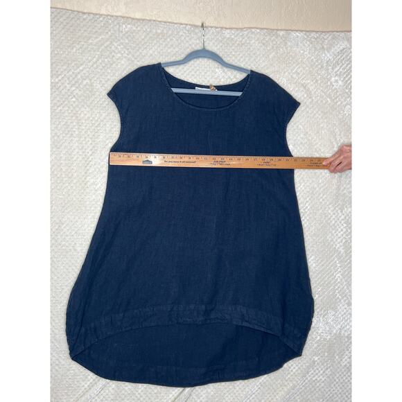 Bryn Walker size L navy outfit oversized 100% linen elastic waist cropped pants - Picture 4 of 12